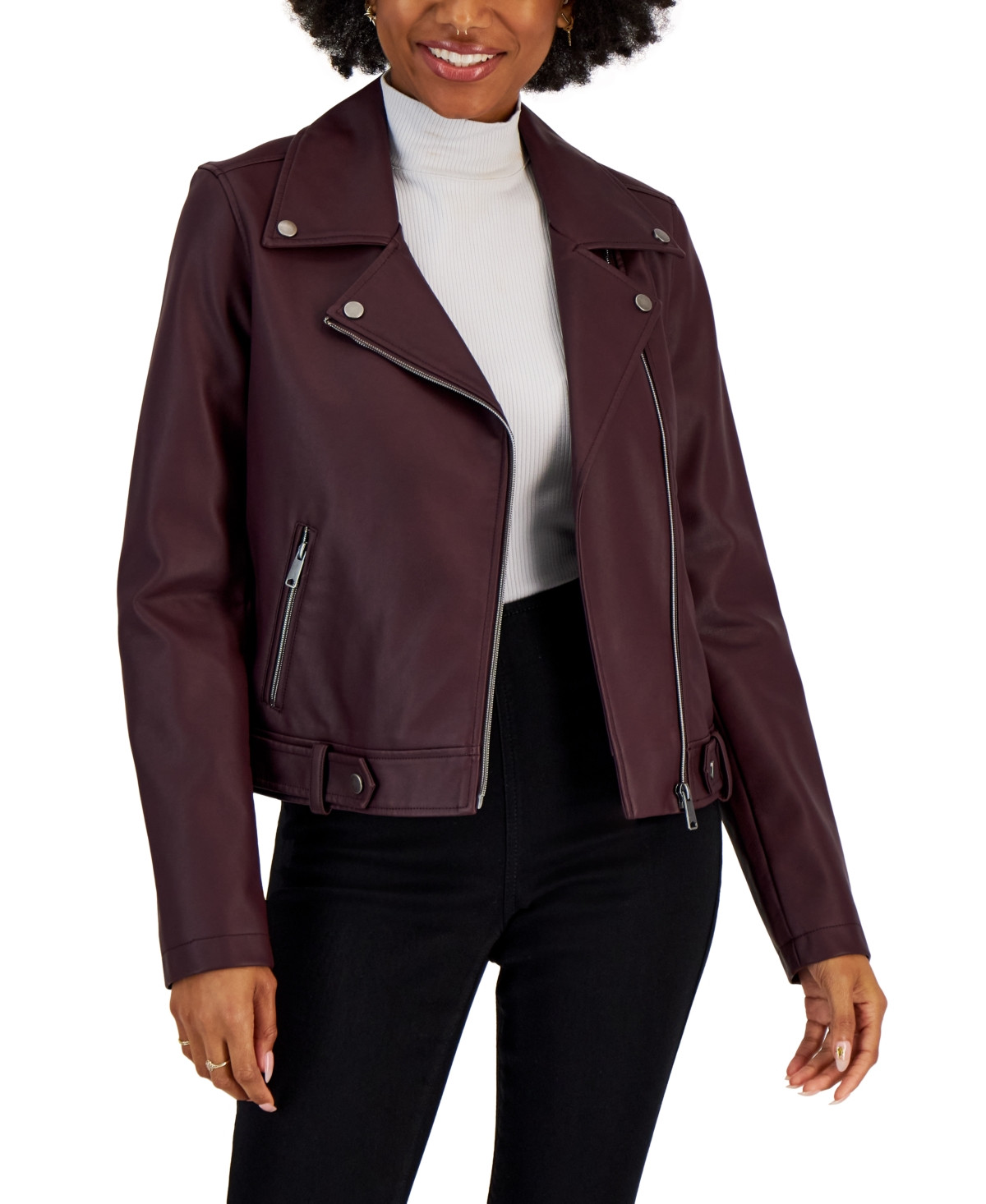 CoffeeShop Juniors' Faux-Leather Moto Jacket, Created for Macy's | Macys (US)