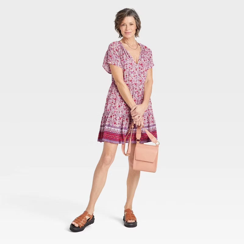 Women's Flutter Short Sleeve Tiered Dress - Knox Rose™ | Target