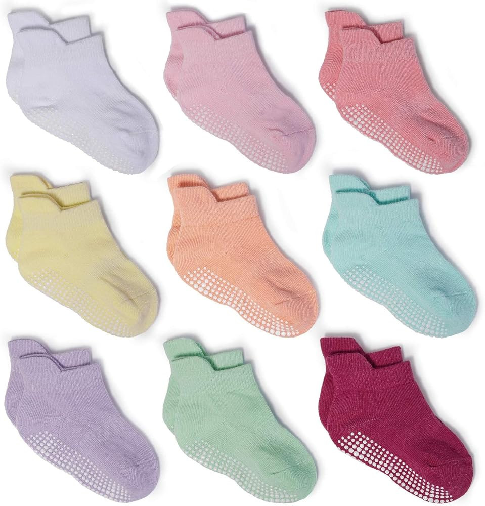 Zaples Baby Non Slip Grip Ankle Socks with Non Skid Soles for Infants Toddlers Kids Boys Girls | Amazon (US)