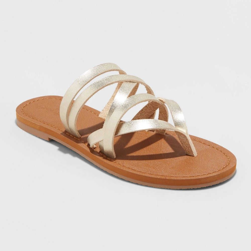 Women's Martiza Slide Sandals - Universal Thread Gold 5.5 | Target