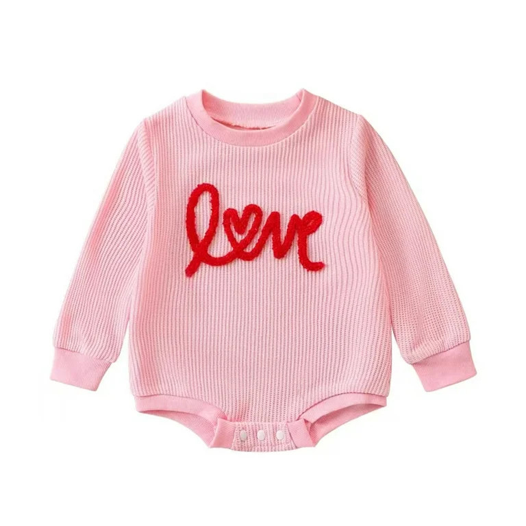 Elippeo Newborn Baby Girl Valentines Day Outfit 3M 6M 9M 12M Infant Onesie Romper Long Sleeve Swe... | Walmart (US)