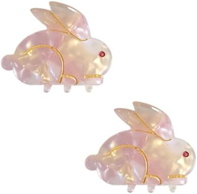 Pink Bunny Hair Clip,Cellulose Acetate Hair Clips,Small Claw Clips for Women,Hair Accessories,Pac... | Amazon (US)