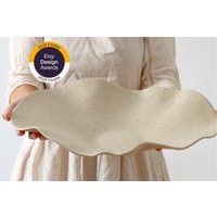 Handmade Beige Stoneware Centerpiece Large Wavy Ceramic Fruit Bowl | Etsy (US)