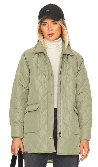 Lauren Quilted Coat in Smoke Green | Revolve Clothing (Global)