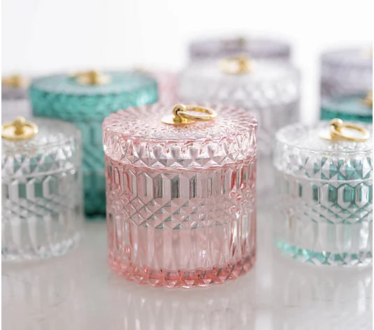 BFF Collection Set of 2 Etched Glass Jars with Gold Detail - QVC.com | QVC