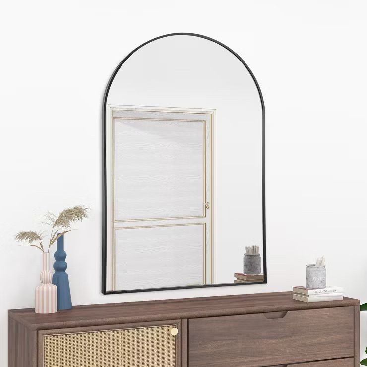 Yetta 24"x 36" Arch Mirror for Bathroom Entryway Wall Decor Metal Frame Wall Mounted Mirror - The... | Target