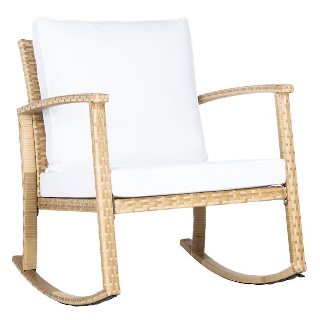 Safavieh Daire Wicker Natural Metal Frame Rocking Chair(s) with White Cushioned Seat Lowes.com | Lowe's