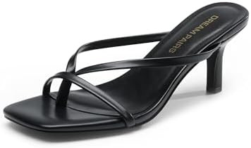 DREAM PAIRS Heels for Women Flip Flops Kitten Low Heels Open Square Toe Thong Heeled Sandals, Fas... | Amazon (US)
