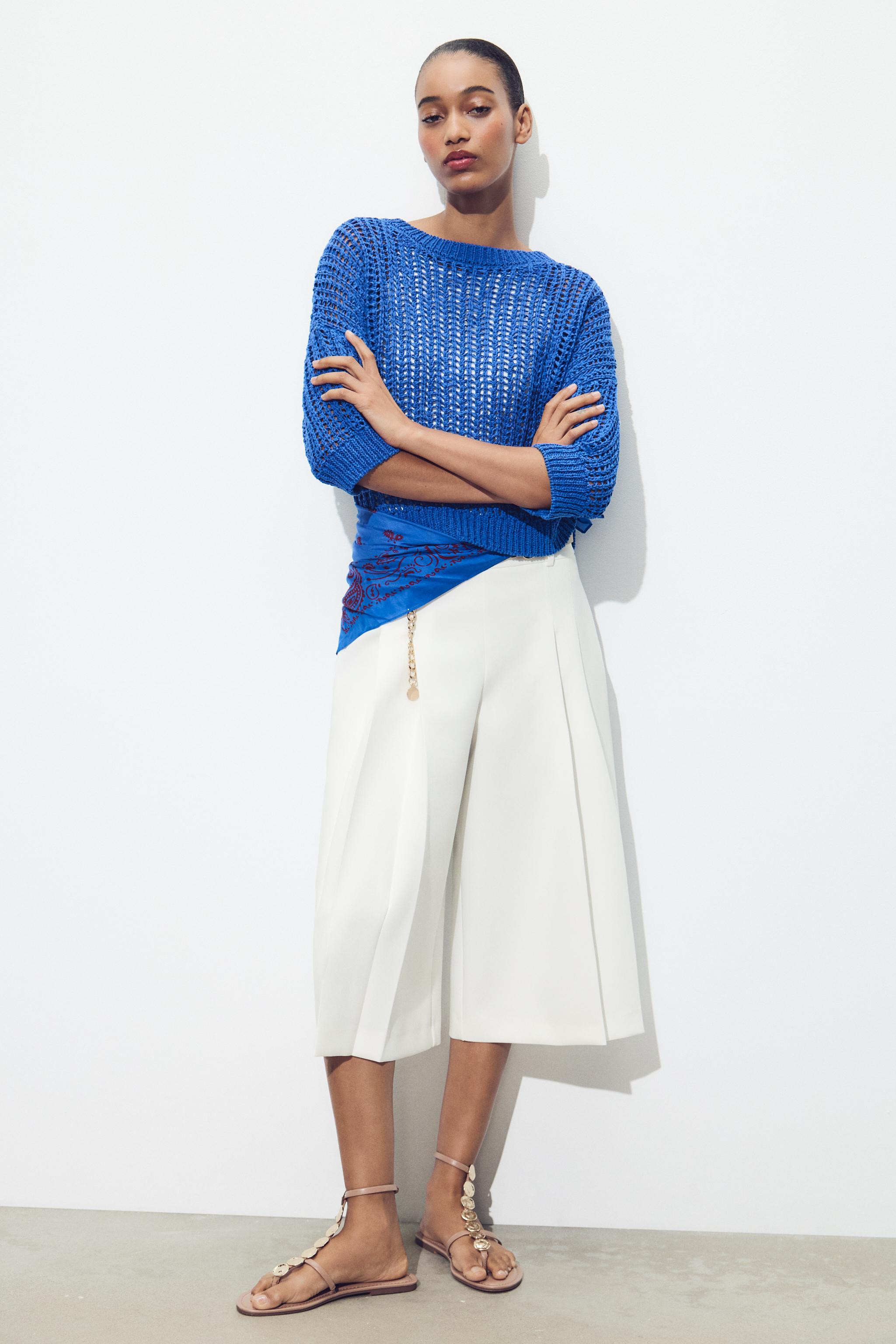 Boat neck sweater with sleeves finishing below the elbow. | Zara UK