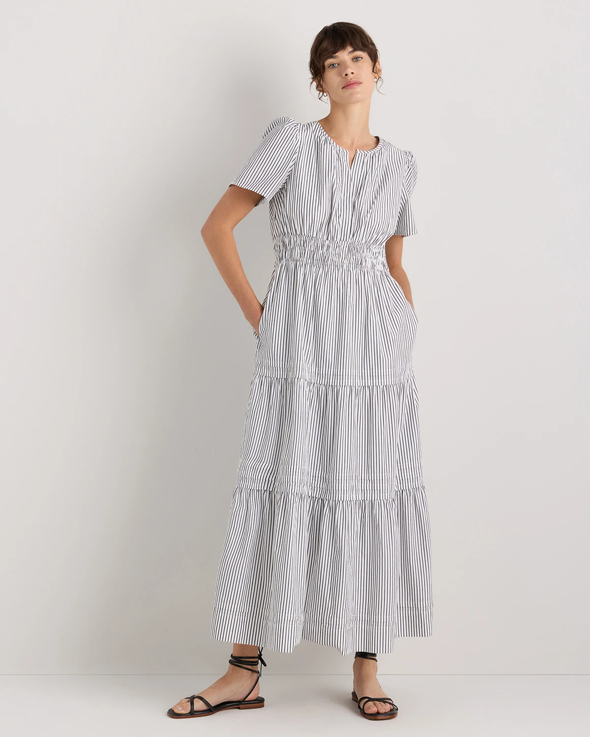 100% Organic Cotton Poplin Tiered Maxi Dress | Quince