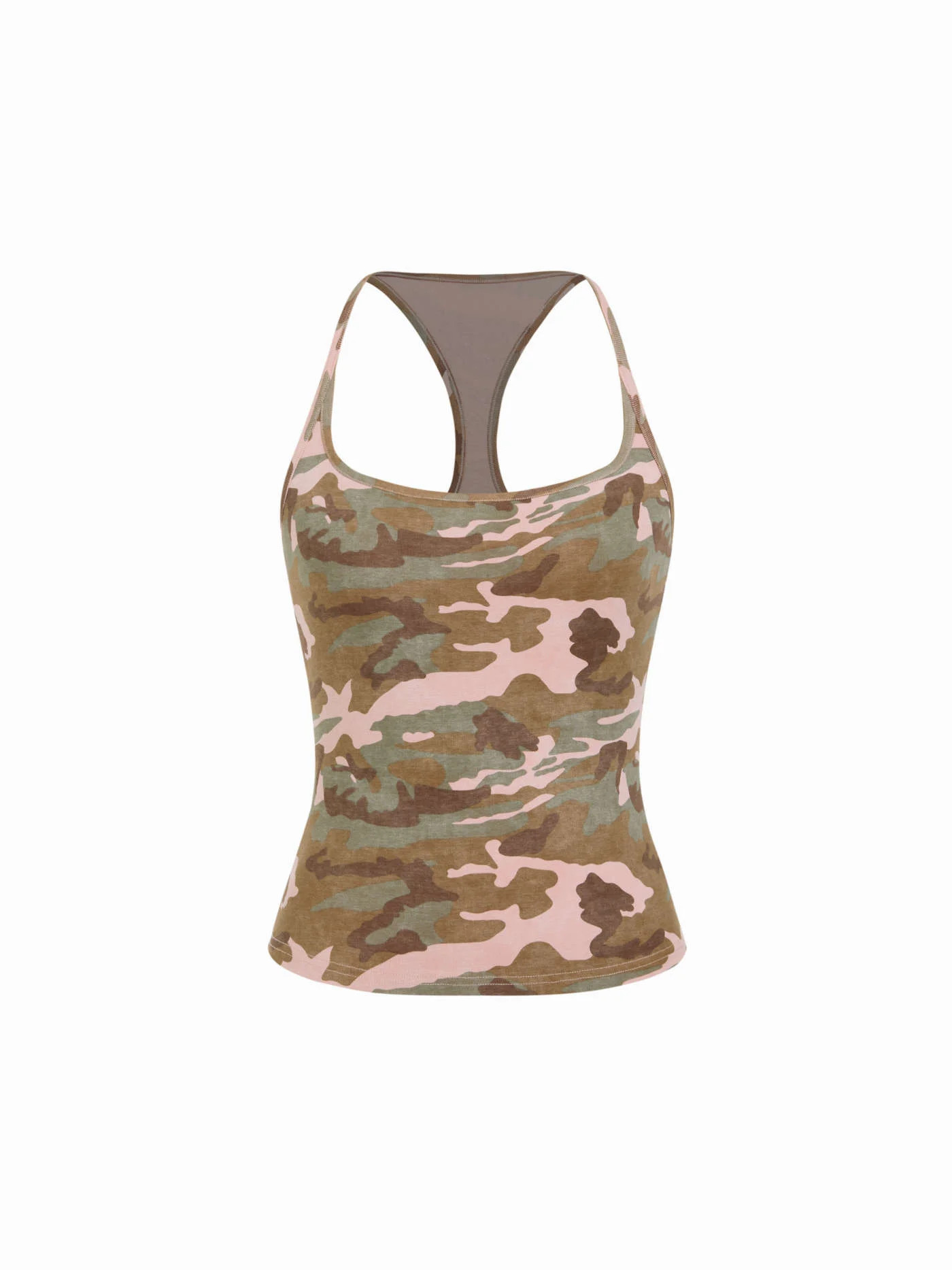 Knit Fabric Cotton-blend Camo Cami Top For Daily Casual | Cider