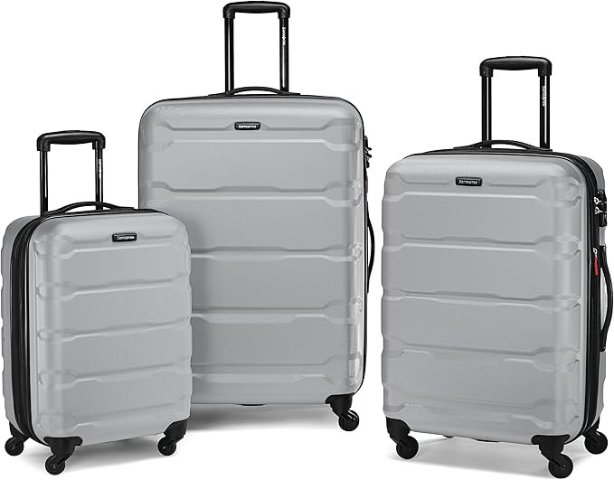 Samsonite Omni PC Hardside Expandable Luggage with Spinner Wheels, Silver, 3-Piece Set (20/24/28) | Amazon (US)