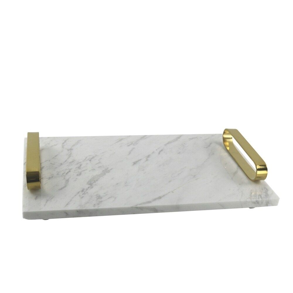 Sagebrook Home 13641 Decorative Marble Tray, White Marble/Metal, 15.75 x 9.5 x 3 Inches (1 Piece) | Bed Bath & Beyond