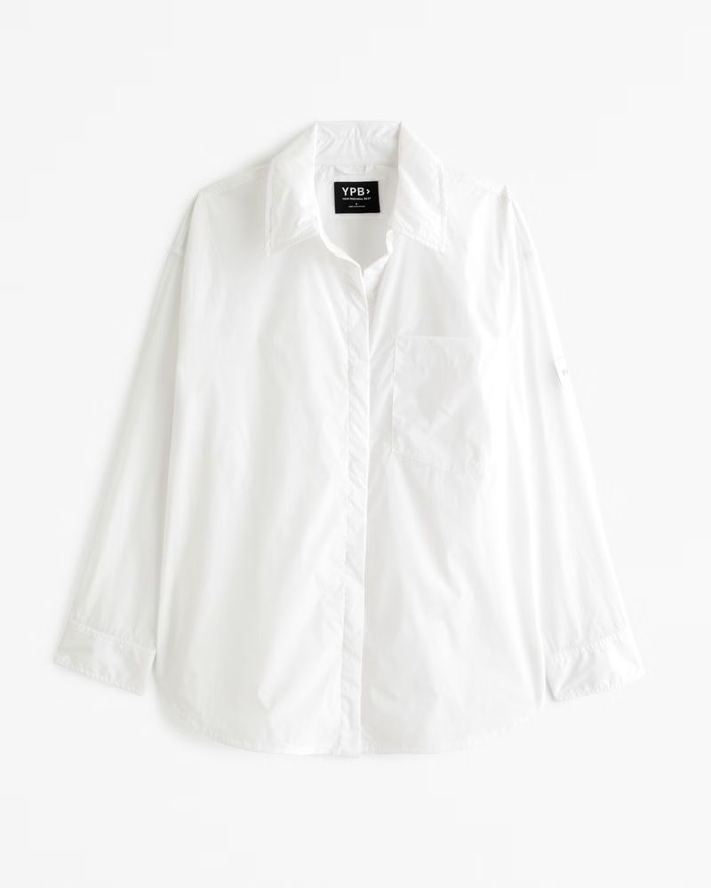 Women's YPB Crinkle Nylon Button-Up Shirt | Women's Clearance | Abercrombie.com | Abercrombie & Fitch (US)