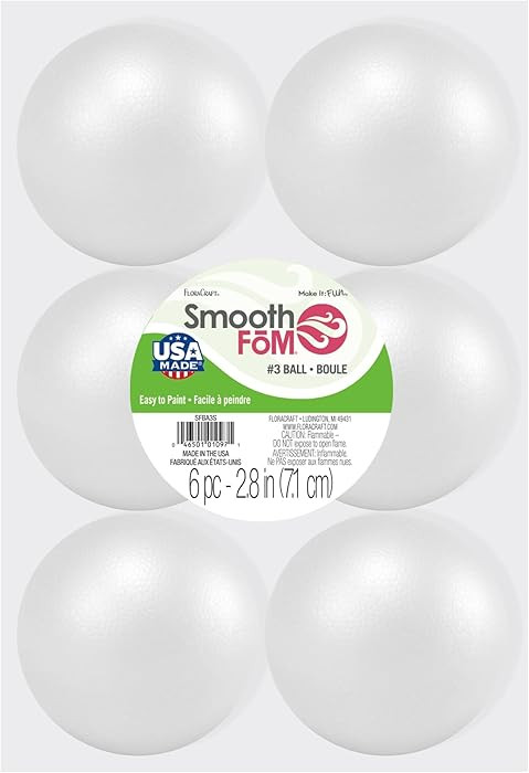 FloraCraft SmoothFoam 6 Piece Ball 2.9 Inch White | Amazon (US)