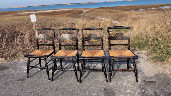 Set of 4 Hitchcock Attributed C1910 Pillow Chairs W/carved | Etsy | Etsy (US)