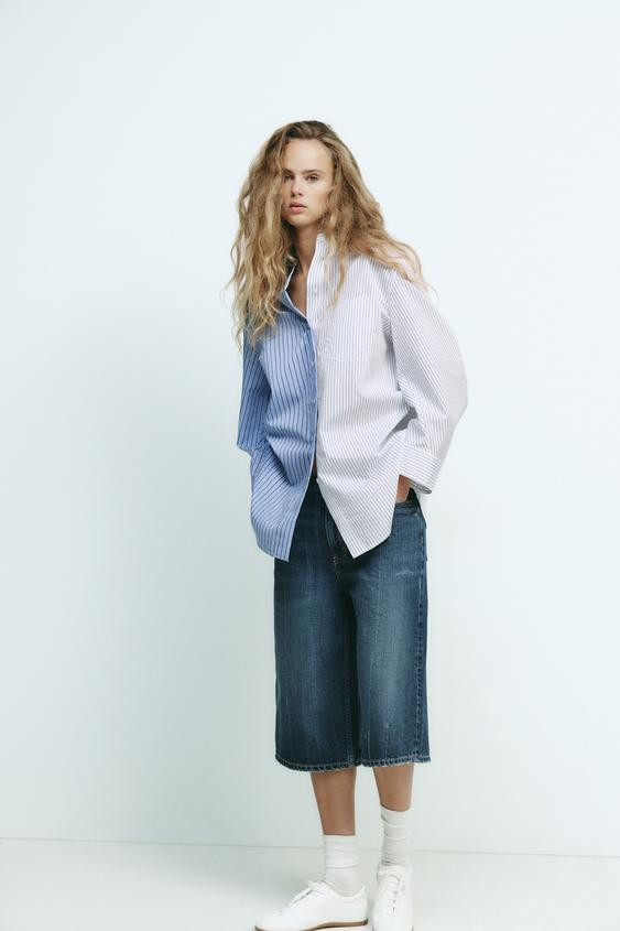 OVERSIZE STRIPED POPLIN SHIRT | Zara UK