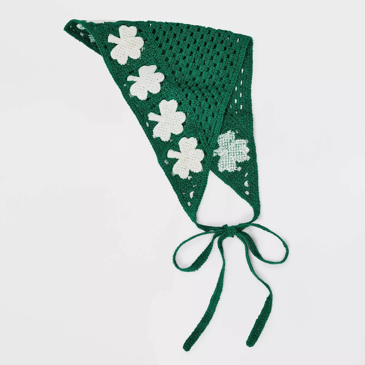 St. Patrick's Day Crochet Clover Hair Scarf - Green/White | Target