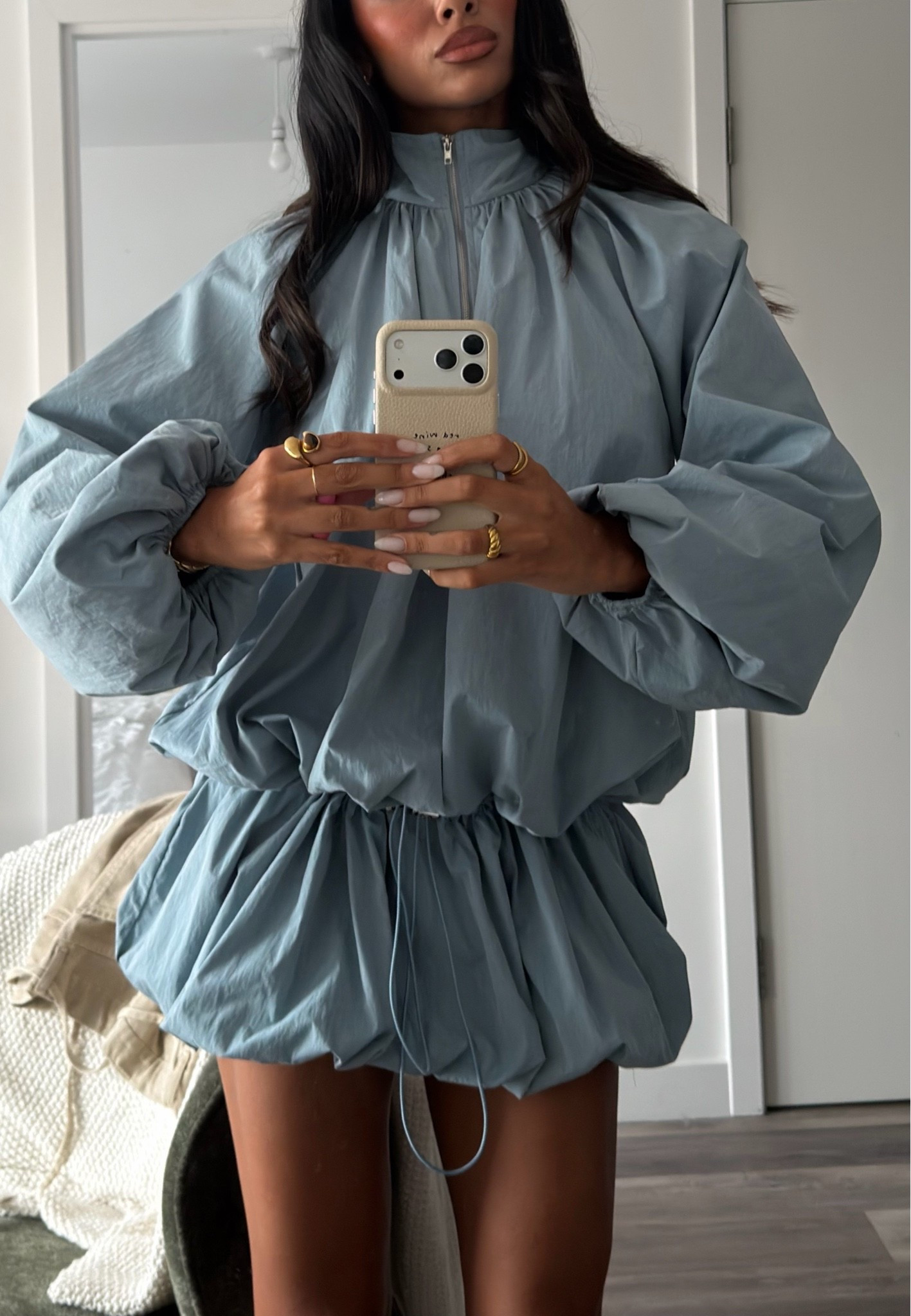 🏷️ pretty little thing, PLT, plt, puffball dress, nylon dress, baby blue dress, sinched dress