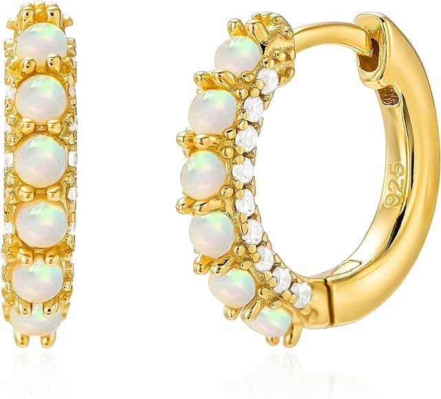 Brandlinger ® Opal Earrings 925 Silver with Cubic Zirconia Stone Women's Jewellery 18 Carat (Silver  | Amazon (DE)