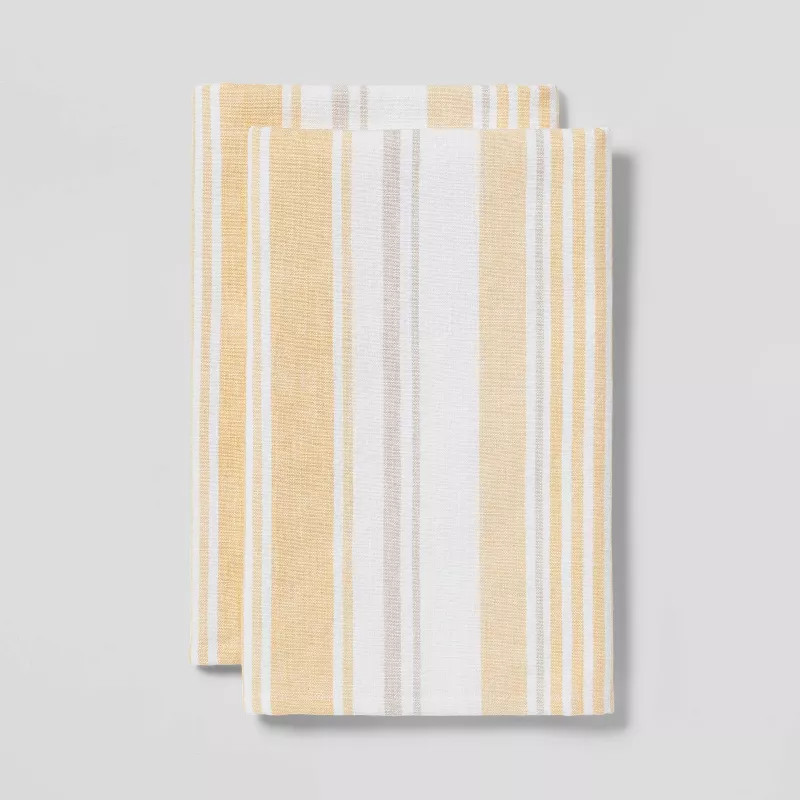 2pk Cotton Flat Weave Striped Kitchen Towels - Threshold™ | Target