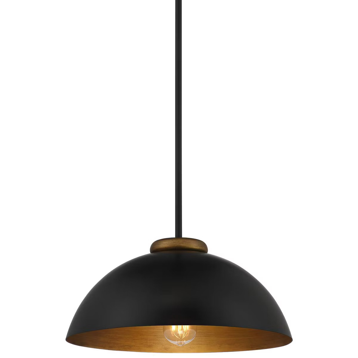 Possini Euro Design Black Gold Pendant Light 15 1/2" Wide Modern Industrial Dome Metal Shade for ... | Target