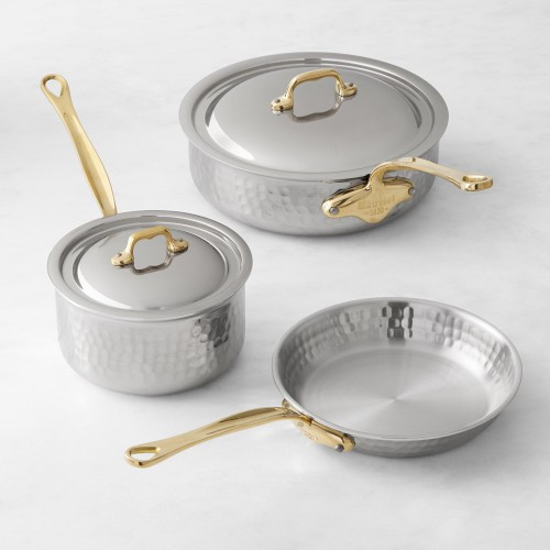 Mauviel M'Elite B Hammered Stainless-Steel 5-Piece Cookware Set | Williams-Sonoma