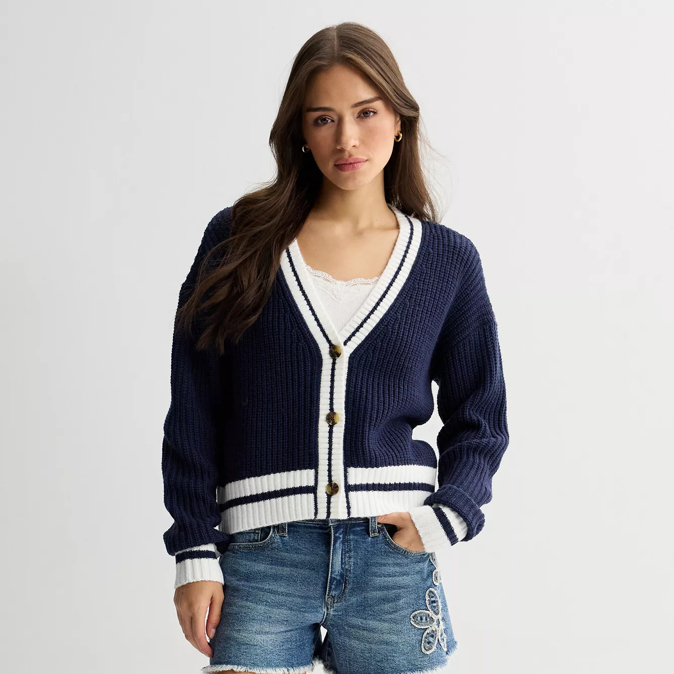 Juniors SO® Tipped Cardigan | Kohl's