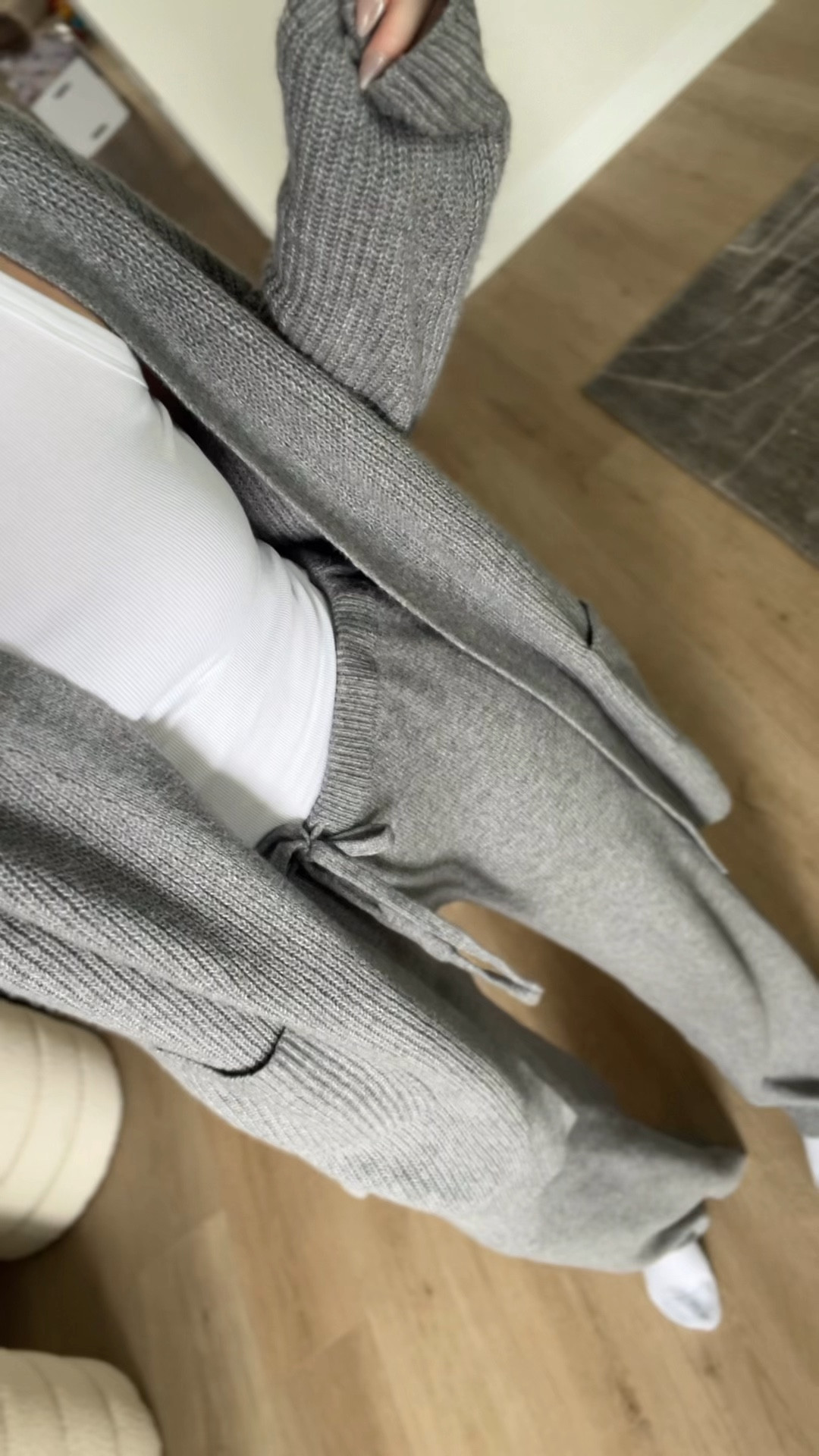 Target loungewear — sweater knit cardigan and wide leg pants — wearing a size M/L for extra loose fit — pants have a real drawstring 