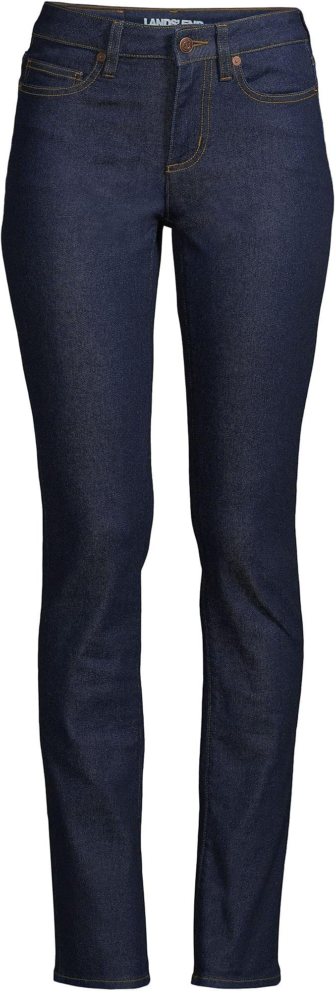 Lands' End Women's Recover Mid Rise Straight Leg Blue Jeans | Amazon (US)