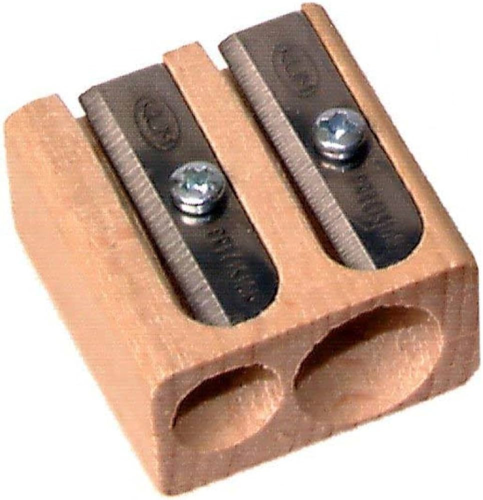 Kum 107.02.01 Wood 2-Hole Steel Blade Pencil Sharpener, Colors Vary | Amazon (US)