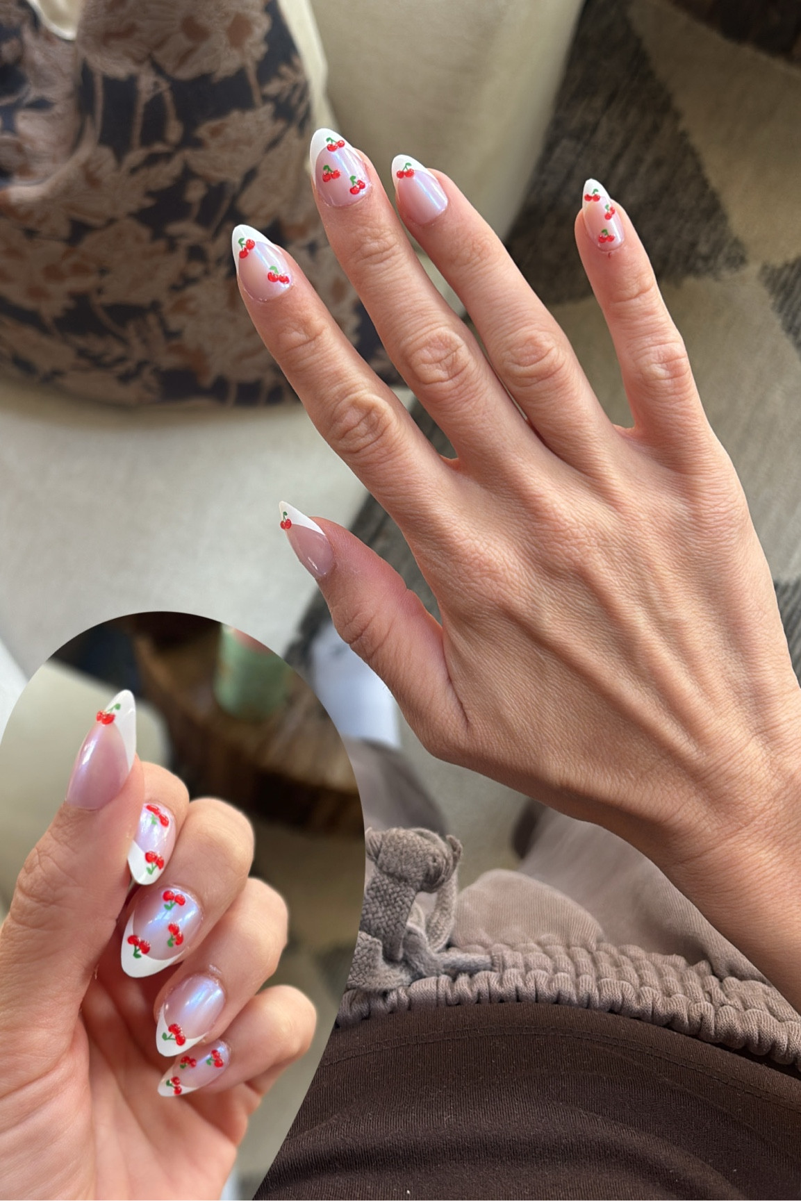 Puffy cherry French press on nails  🍒 