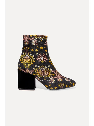 Dries Van Noten - Floral-jacquard Ankle Boots - Black | NET-A-PORTER (US)