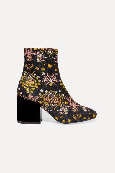 Dries Van Noten - Floral-jacquard Ankle Boots - Black | NET-A-PORTER (US)