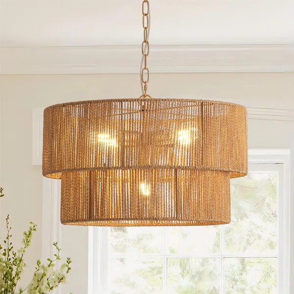 5-Lights Hand-Woven Rattan Pendant Light | Wayfair North America