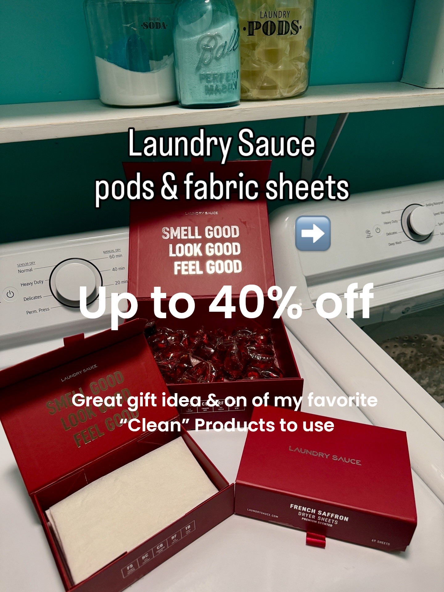 🚨Sale 
Laundry Sauce 

Laundry pods and fabric sheets that smell amazing (I use French Saffron) 
Safe, clean and no harsh chemicals!

Get the set of 60 pods and fabric sheets for $55 that’s 40% off
And they come beautifully boxed for gift giving and storage.

They have several bundles available including home fragrances etc

This is a product you will be glad you switched too!



#LTKGiftGuide #LTKSaleAlert #LTKHome