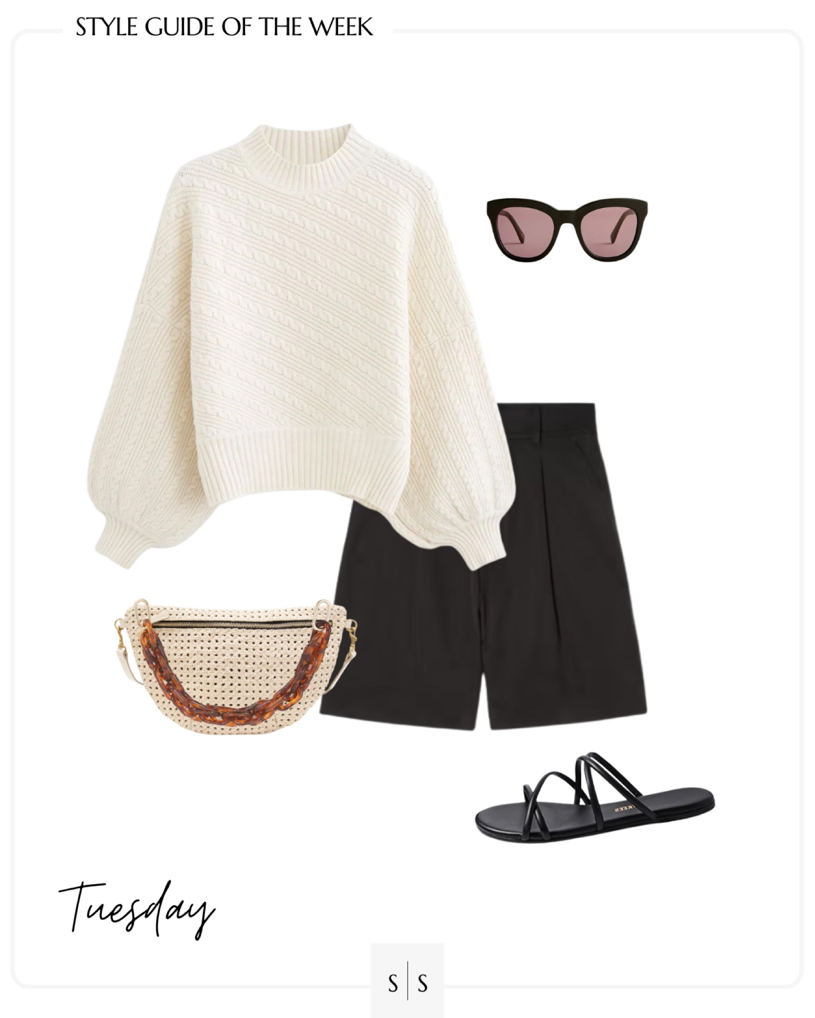 Style Guide of the Week | outfit ideas, Spring outfits, Summer outfits, transitional outfits, tailored shorts, Summer sweater, belt bag. See all details on thesarahstories.com ✨

#LTKFind #LTKstyletip