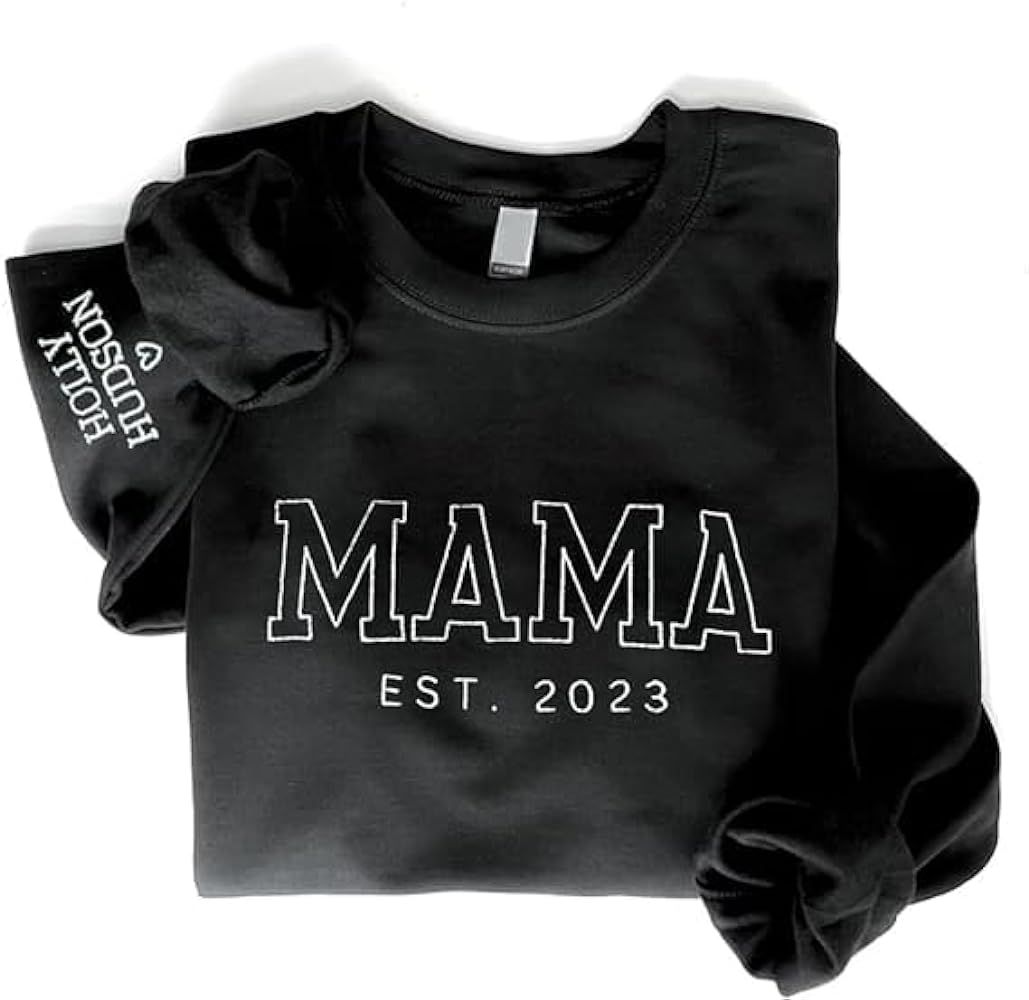 IZI POD Personalized Mama Embroidered Sweatshirt, Custom Sweatshirt, Mama Sweatshirt, Mama Gift, ... | Amazon (US)