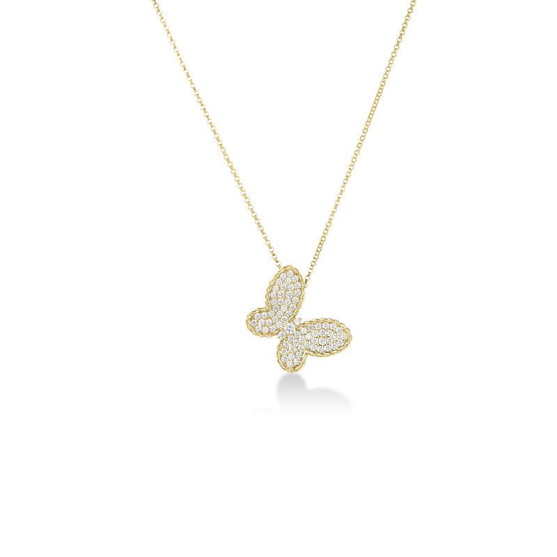 Roberto Coin 18K Yellow Gold Jasmine Pav� Diamond Butterfly Necklace,YG|7773804AY17X|Roberto Coin | Ben Bridge Jeweler