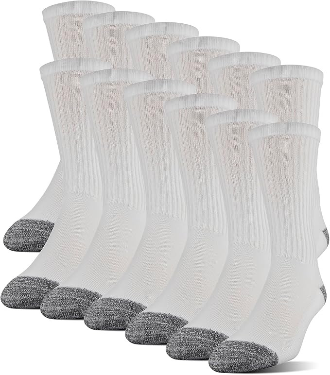 Gildan Men's Polyester Half Cushion Crew Socks (12 Pairs) | Amazon (US)