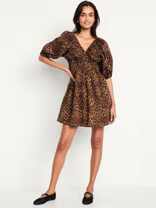 Waist-Defined V-Neck Mini Dress | Old Navy (US)