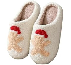 JINLONYU Cute Christmas Elk Slippers for Women Fun Santa Elk Gingerbread Man Soft Plush Warm Coup... | Amazon (US)