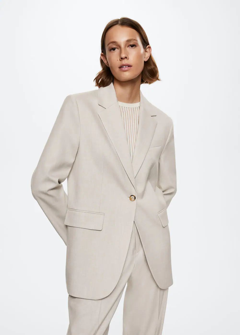 Patterned suit blazer | MANGO (US)