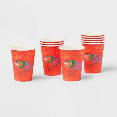 Lunar New Year 10ct 9oz Paper Year of The Rabbit and Cat Disposable Cups | Target