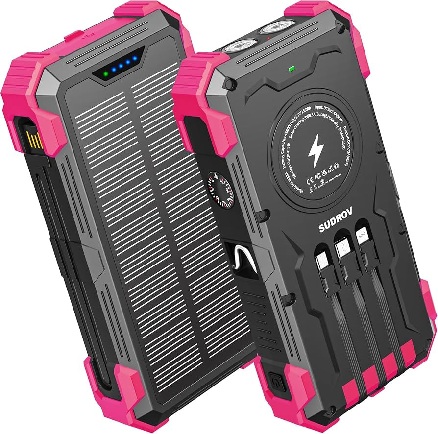 Solar Charger Power Bank, 42800mAh Wireless Portable Charger with USB-C in/Output, QC3.0 Fast Cha... | Amazon (US)