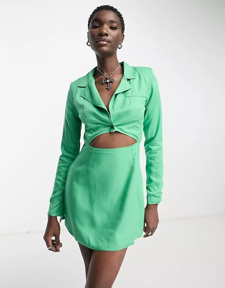Heartbreak mini blazer dress with cut out in green | ASOS (Global)