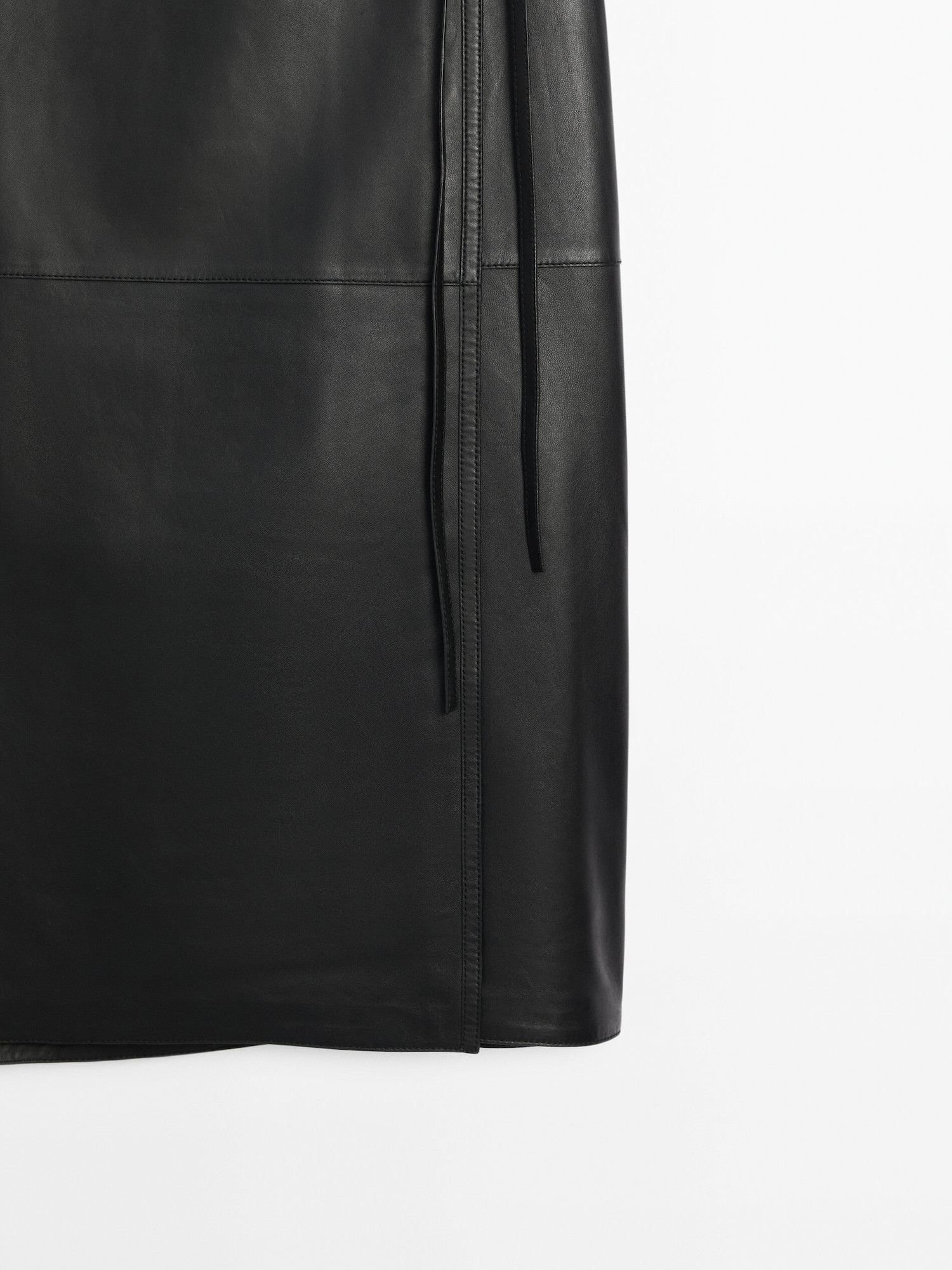 Leather skirt with tie detail | Massimo Dutti US