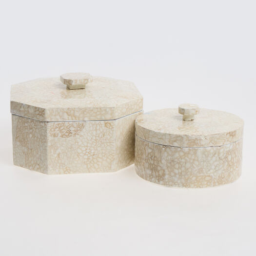 Cream Textured Shaped Boxes | TK Maxx