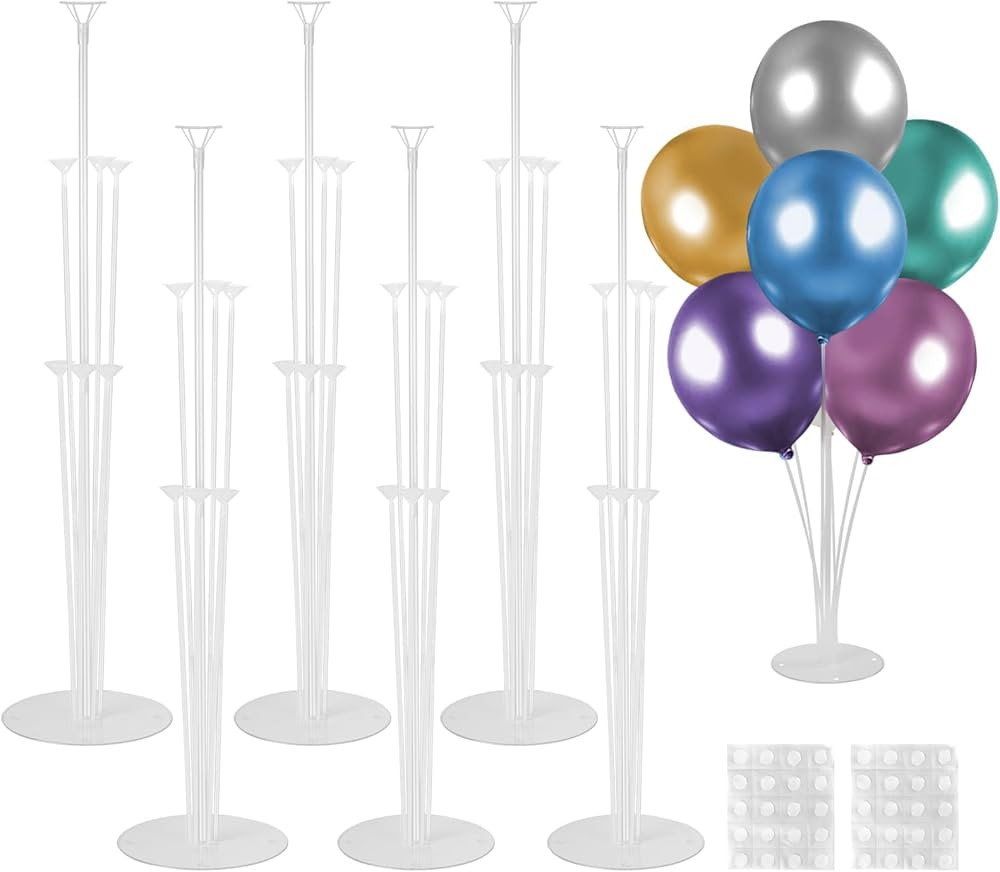 6 Sets Balloon Stand Kits, Balloon Sticks with Base for Table Centerpieces Graduation Birthday Ba... | Amazon (US)