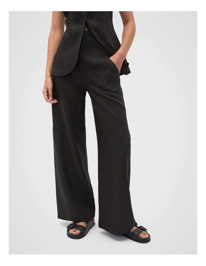 Core Linen Waisted Pant in Black | Myer